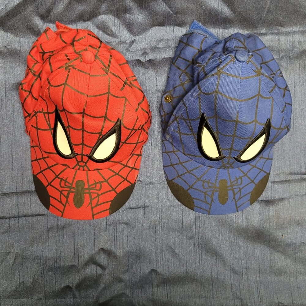 Spiderman Hats Baseball Cap x2 Blue & Red 4-8 YO
